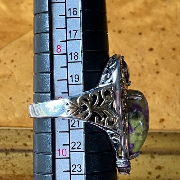 Tasmanian Stichtite Amethyst Sterling Silver Cocktail Ring - Picture 8 of 9